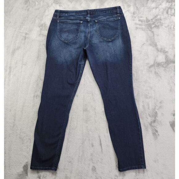 Lee Riders Jeans Womens‎ Size 18L Blue Dark Wash Mid Rise Skinny Jeans Stretch - Picture 2 of 12